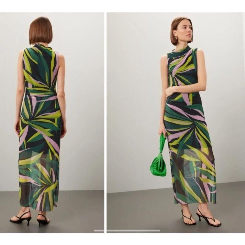 Donna Morgan Abstract Printed Mesh Midi Dress